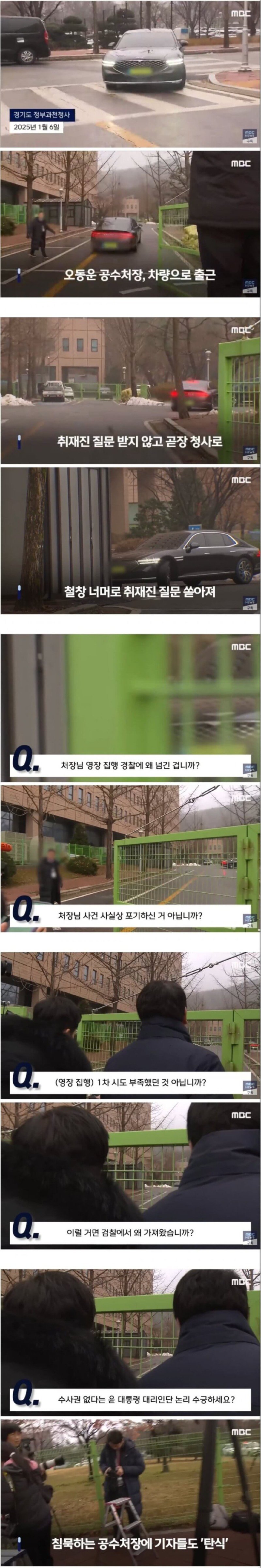 기자들 질문에 침묵하는 공수처장