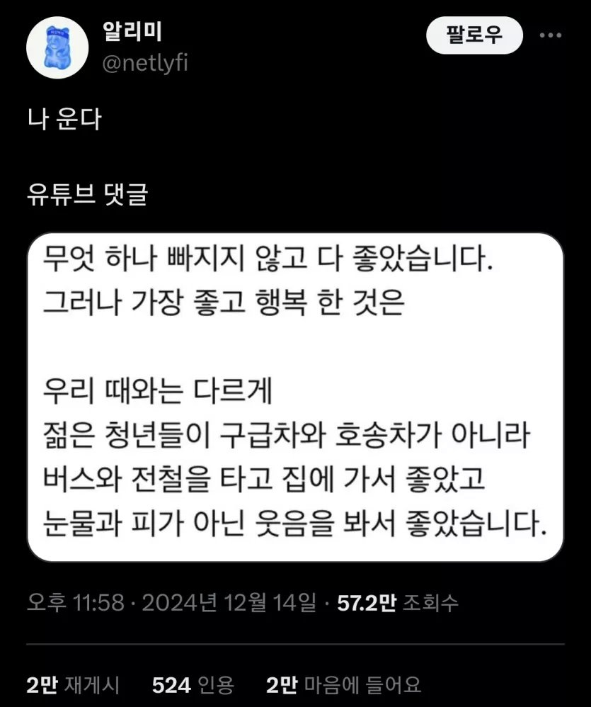 탄핵 시위가 너무 좋았다는 어르신
